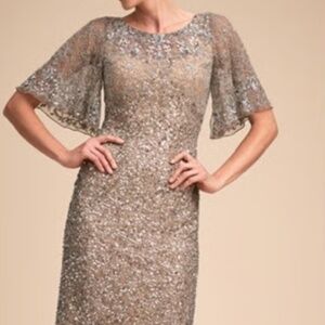BHLDN Helen Dress Silver Size 10 EUC